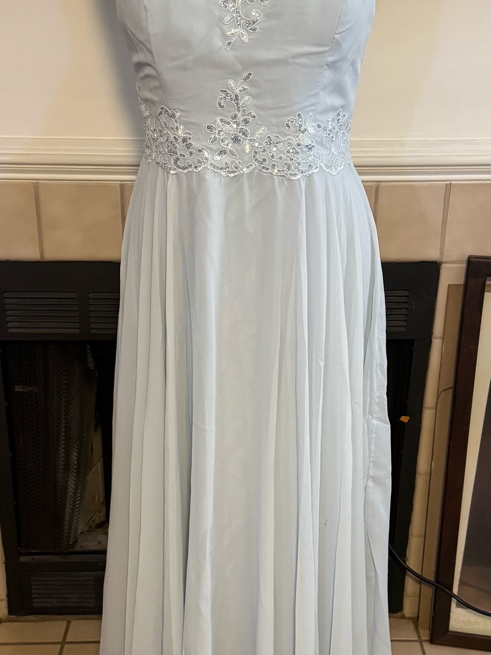 NEW Powder Blue Party Dress with Sequin Accents and Matching Barolo